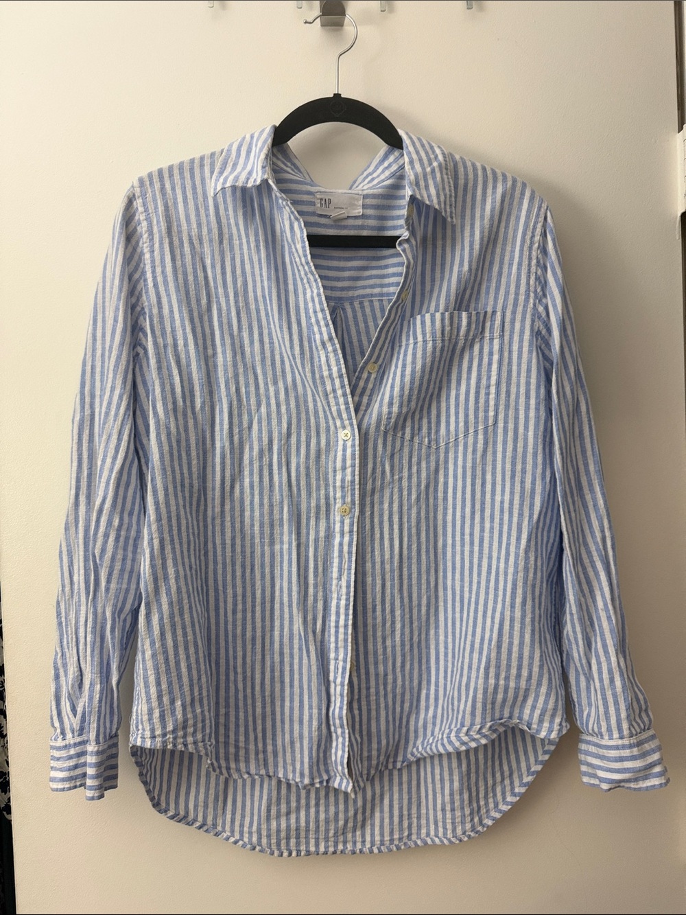 GAP Blue and White Stripe Women's Button-Down Shirt